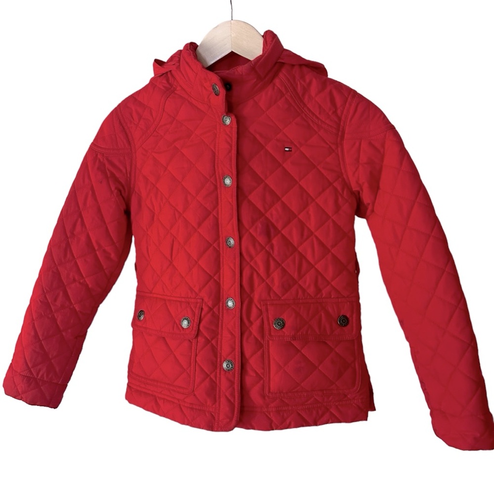 Red Tommy Hilfiger Quilted Fleece Lined Jacket